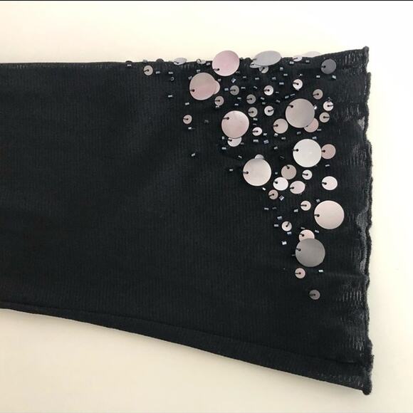 She’s Black Y2K Sparkle Mesh Blouse Size Small Disco Top - Picture 5 of 7